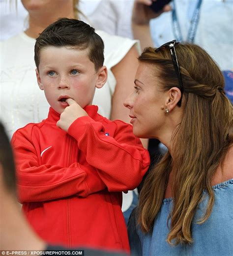 coleen rooney comforts son kai as they watch wayne and england crash out of the euros in nice