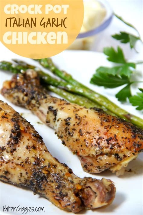 I know you and your family are going to love this recipe so get it in your crock pot for dinner tonight! Crock Pot Italian Garlic Chicken and a Giveaway! - Bitz ...