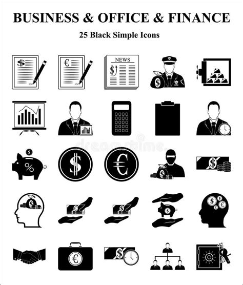 Business Office And Finance Icons Set Stock Vector Illustration Of