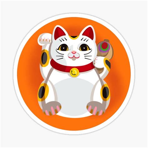 White Japanese Lucky Cat Sticker By Joeybeedraws Redbubble