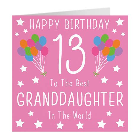 Granddaughter 13th Birthday Card Happy Birthday 13 To Etsy Uk