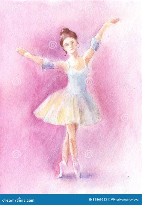 Watercolor Ballet Dancer Stock Illustration Illustration Of Background