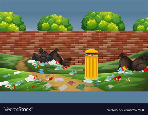 Litter In The Park Royalty Free Vector Image Vectorstock