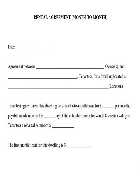 Month To Month Room Rental Agreement Template Charlotte Clergy Coalition