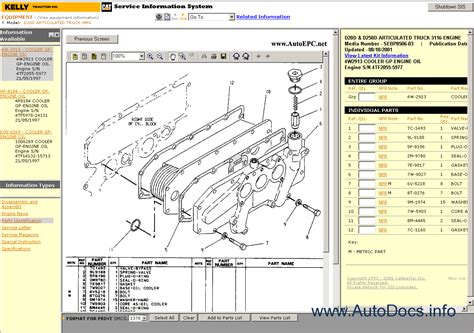 Caterpillar Sis Engine 2010 Parts Catalog Repair Manual Order And Download
