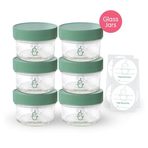 Youngever glass baby food storage, 4 ounce stackable baby food glass containers with airtight lids, glass jars with lids, 8 sets ye431.005. Sage Spoonfuls Glass Baby Food Storage Jar | Wayfair
