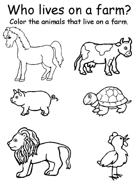 Coloring Domestic Animals Worksheets For Kindergarten Coloring Worksheets