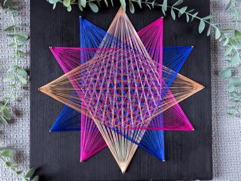 Geometric String Art Star Mandala Sacred Geometry Art Geometry Etsy