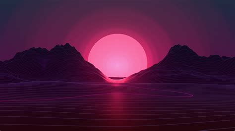 1920x1080 Resolution Sun In Retro Wave Mountains 1080p Laptop Full Hd