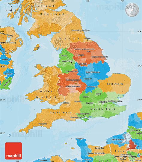 Our politically coloured world wall map features every country in a different colour, with country boundaries shown clearly. Political Map of England