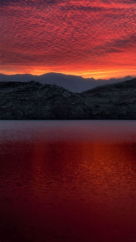 Download Wallpaper 720x1280 Lake Mead Mountains Sunset Nature