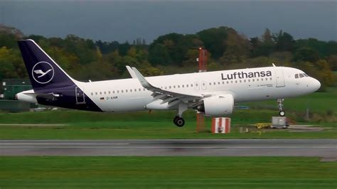 Lufthansa New Livery Airbus A320neo Landing At Manchester Airport