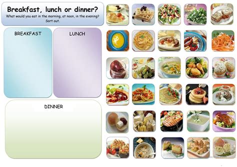 It is also a lighter an less formal meal than dinner. breakfast,lunch or dinner worksheet - Free ESL printable ...