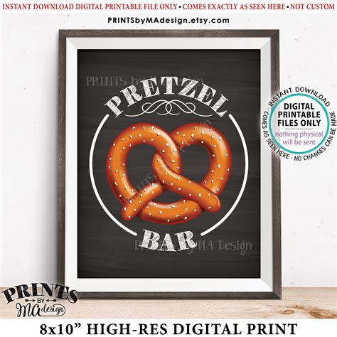 Pretzel Bar Sign Pretzel Station Party Food Chalkboard Style Printable 8x10” Pretzel Sign