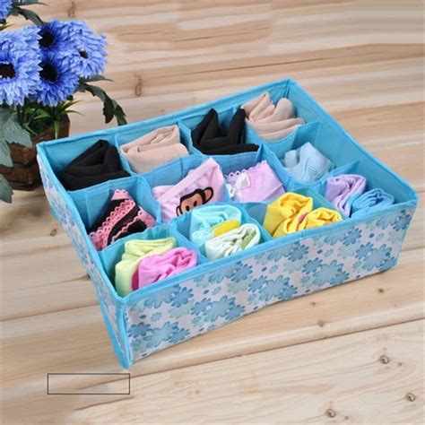 Grid Folding Clothing Storage Box For Bra Underwear Socks Non Woven Fabric Case Organization