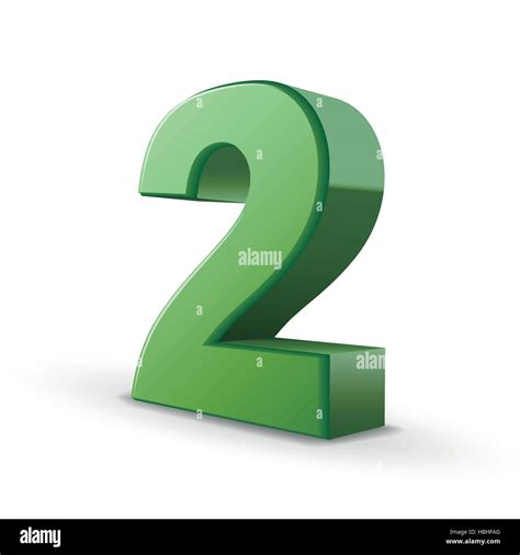 3d Shiny Green Number 2 Isolated On White Background Stock Vector Image