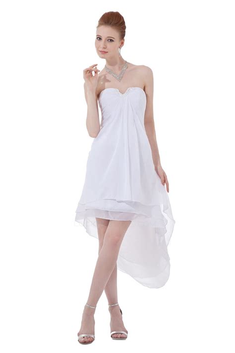 High Low White Short Chiffon Bridesmaid Dresseswedding Party Dresses