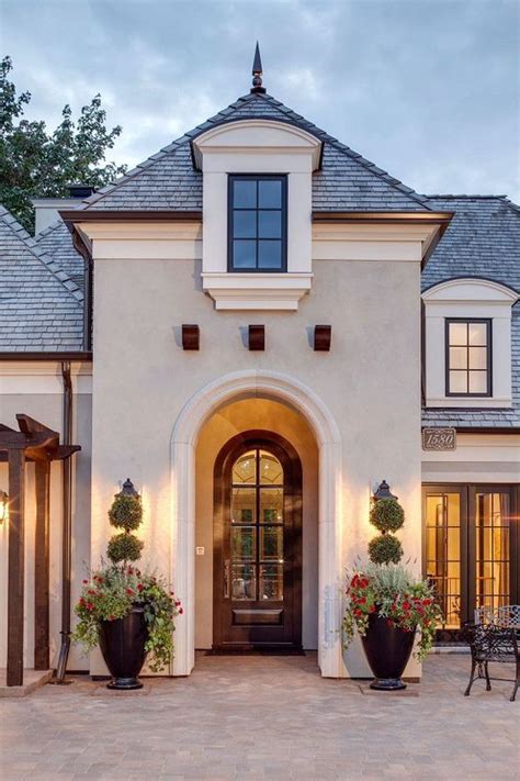 Classic French Lake House Design Exterior Stucco Color Is Sherwin
