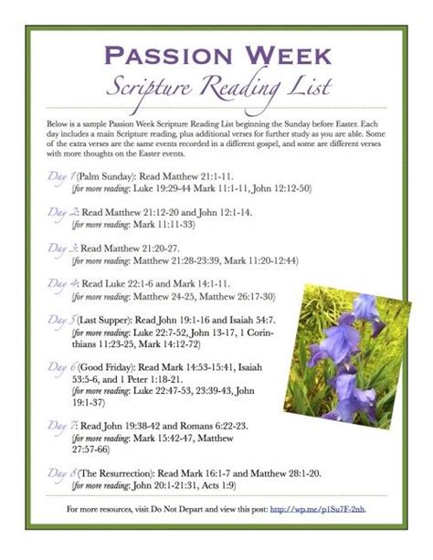 Passion Week Scripture Reading List Scripture Reading Easter