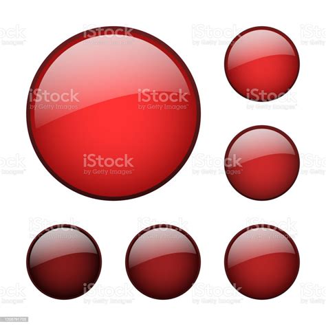 Set Of Vector Red Glass Buttons Stock Illustration Download Image Now