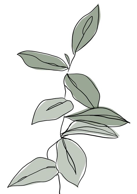 Simple Botanical Print Minimalist Modern Line Art Etsy Uk Line Art