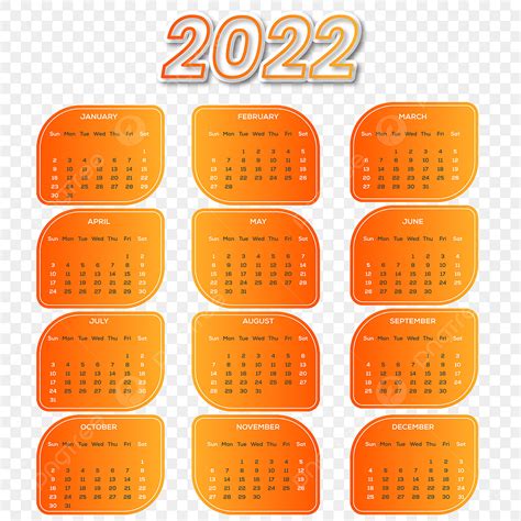 2022 Yellow Calendar Design Illustration 2022 Calendar Calendar