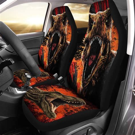 t rex roar car seat covers custom dinosaur car accessories