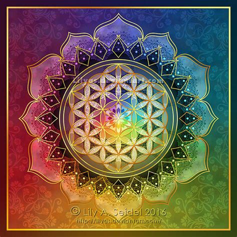 Rainbow Flower Of Life Lotus By Lilyas On Deviantart Sacred