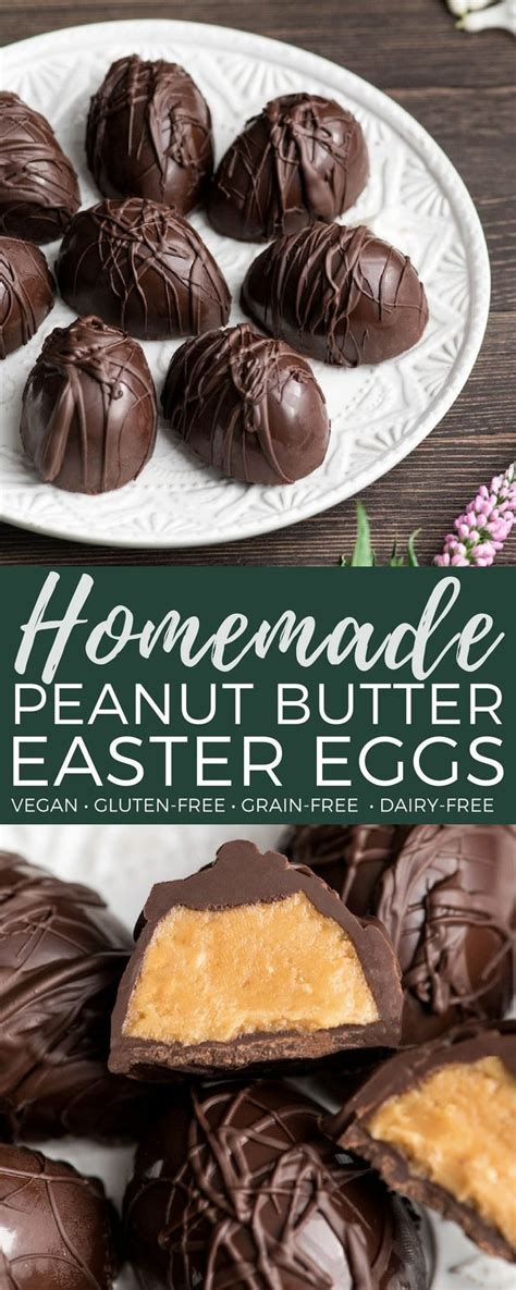 These vegan desserts are the perfect healthy choice when you are craving something sweet. peanut butter easter eggs | Peanut butter eggs, Vegan easter recipes, Peanut butter eggs recipe