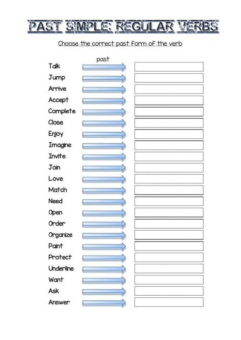 Regular Verbs Past Tense Interactive Worksheet
