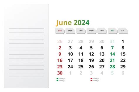 Premium Vector Calendar June 2024 Editable