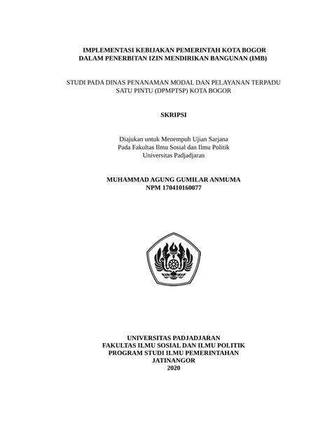 Pdf Implementasi Kebijakan Pemerintah Kota Bogor Dalam Penerbitan