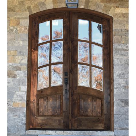 Nantahala Knotty Alder 6 Lite Arch Top Double Entry Door Arched Entry