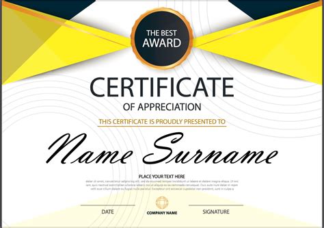 Certificate Of Appreciation Sample Design Vector File Free Download