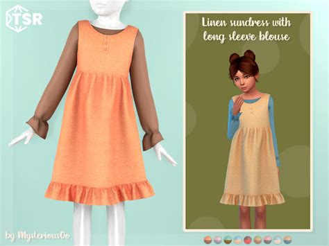 The Sims Resource Linen Sundress With Long Sleeve Blouse