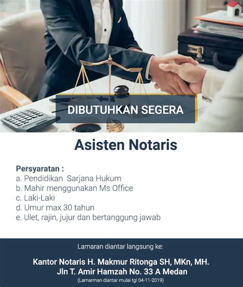 Lowongan kerja, rekrutmen, peluang kerja, prospek kerja ; Lowongan Kerja Medan Terbaru di Kantor Notaris Medan ...