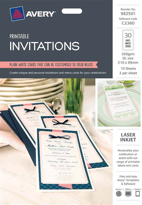Avery® White Printable Invitation Cards Dl Size 982501 Avery Online