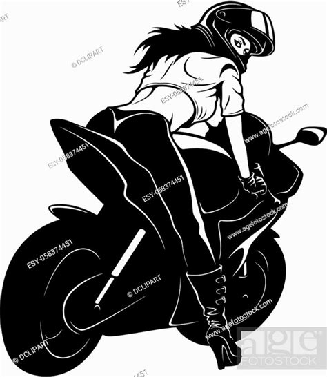 Sexy Girl And Sport Motorcycle Suberbike Super Bike Clipart Stock