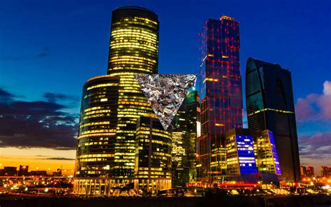 Moscow City Night Postmodernism Cityscape Wallpapers Hd