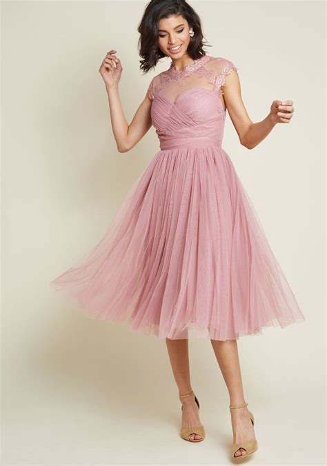 Emphasis On Opulence Fit And Flare Dress In Dusty Rose Dusty Rose