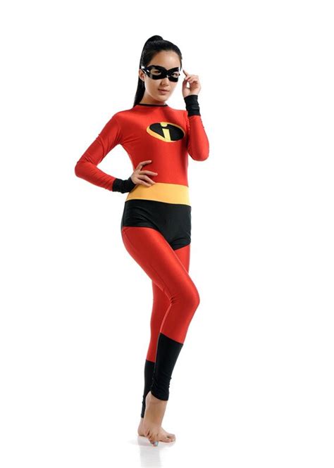 Red Elastigirl Helen Parr Super Hero Costume In Zentai From Novelty
