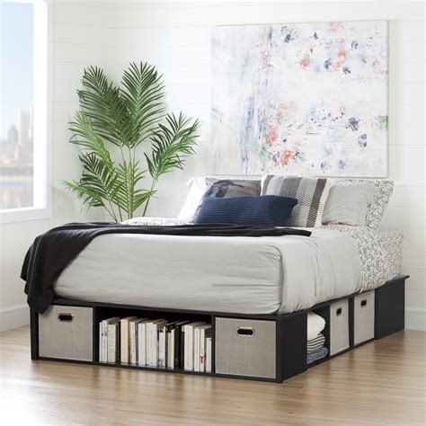 South Shore Flexible Queen Platform Bed With Storage And Baskets Bed
