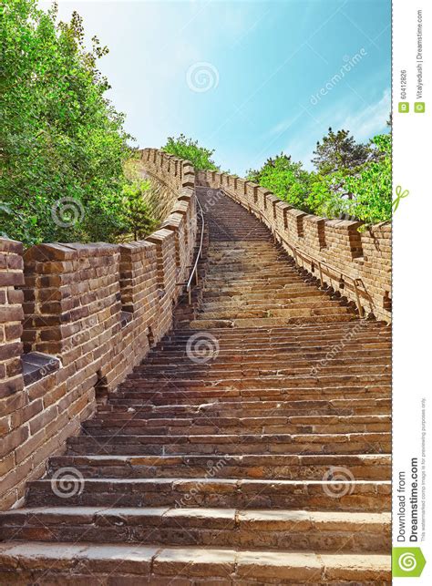 Stone Staircase Of Great Wall Of China Section Stock
