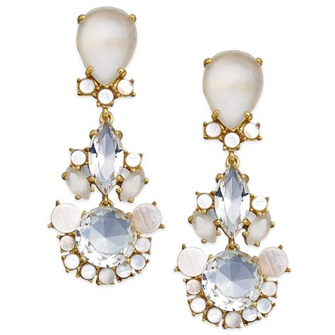 Kate Spade New York Goldtone Crystal And Motherofpearl Drop Earrings In