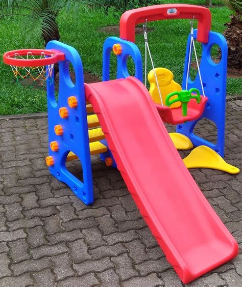 Playground Infantil 3 Em 1 Balanco Escorregador E Cesta De B R 1039
