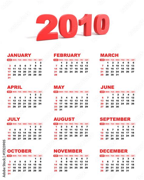 Foto De Calendario 2010 Eng Do Stock Adobe Stock