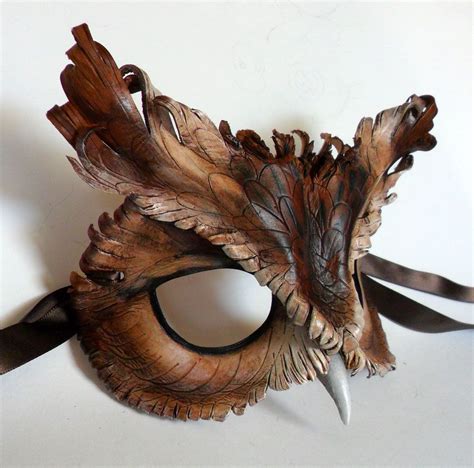 Screech Owl Leather Mask Leather Mask Masks Masquerade Owl Mask