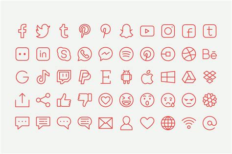 Social Media Line Icons Pack App Icon Design Line Icon Icon Pack