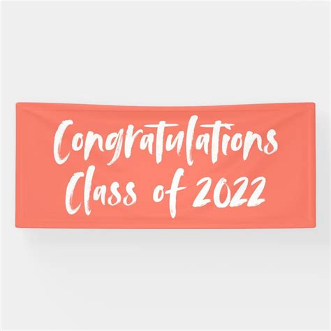 Coral Congratulations Class Of 2022 Graduation Banner Graduation Banner Congratulations Words