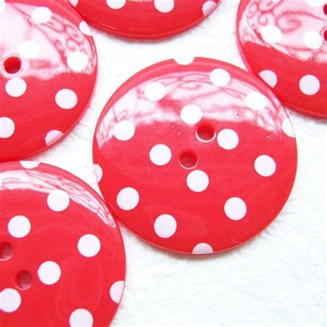 2 Hole Jumbo Red Polka Dot Buttons 10 Pcs Etsy Red Polka Dot Diy